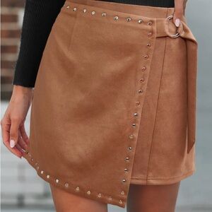 Cupshe Tan Wrap Skort with Studded Detail